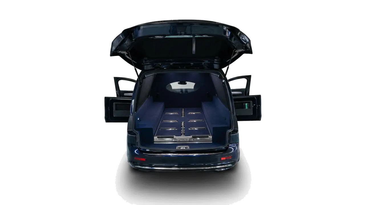 Begravningsbil v90 insida